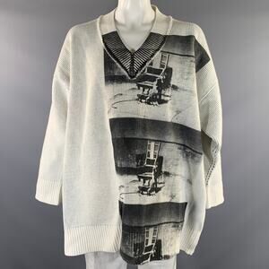CALVIN KLEIN 205W39NYC Size One Size White Black Knitted Acrylic Blend Sweater